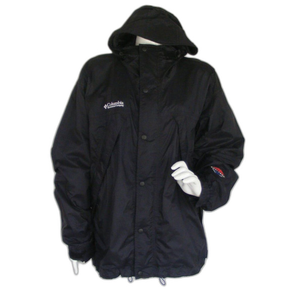 COLUMBIA Coat, L, Covered Zipper, Hooded, No Liner, Black, Pockets - Picture 1 of 15